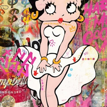 Playful Queen Pop - 32" x 48" Framed Wall Art - Pink