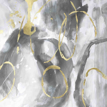 Floating Tempered Glass With Foil Splash In Gold Circles - Gray