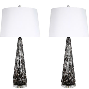 "Eclipse Radiance" Art Glass Table Lamp (Set of 2) - Black Art Glass