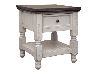 Stone End Table With 1 Drawer And Shelf Antiqued Ivory / Weathered Gray - End Tables at Quality Home Furniture Mesquite