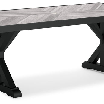 Beachcroft - Rectangular Dining Table With Umbrella Option - Black / Light Gray