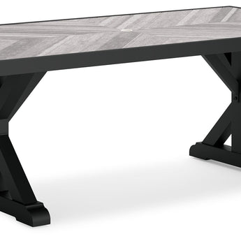 Beachcroft - Rectangular Dining Table With Umbrella Option - Black / Light Gray