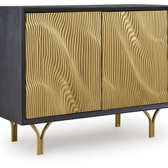Tayner - Accent Cabinet - Black / Gold Finish