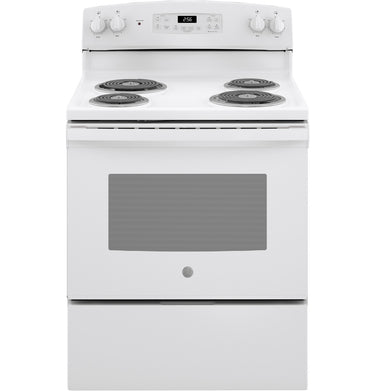 GE 30" Freestanding Electric Range, White - JB256DMWW