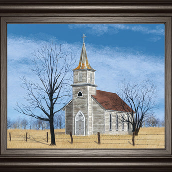 Little House On The Prairie By Billy Jacobs - Framed Print Wall Art - Blue