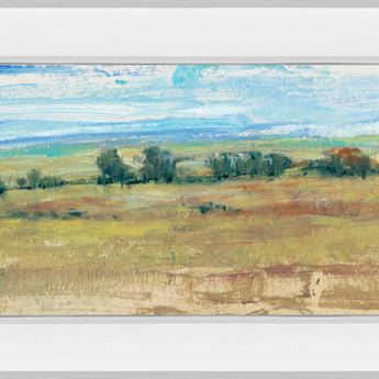Distant Treeline Panel I By Tim Otoole - Mirror Framed Print Wall Art - Light Brown