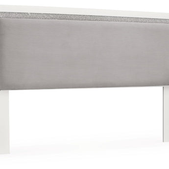 Maeling - King Upholstered Panel Headboard - White / Gray