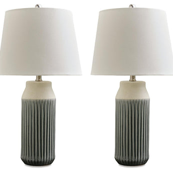 Afener - Ceramic Table Lamp (Set of 2) - Blue / Beige