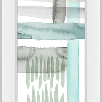 Cross Stitch Panel II By Grace Popp Mirror Framed Print Wall Art - Light Blue