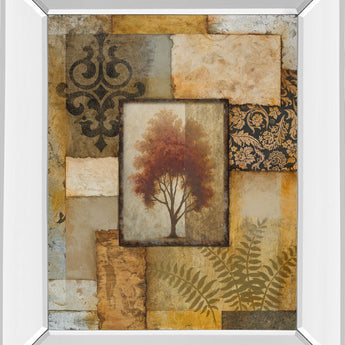 Red Tree Patch - Mirror Framed Print Wall Art - Gold