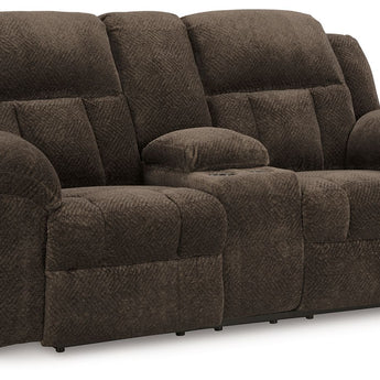 Frohn - Dbl Reclining Loveseat With Console - Chocolate