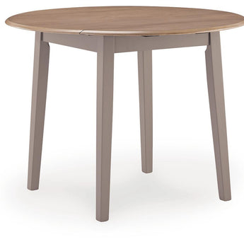 Harperfeld - Round Dining Room Drop Leaf Table - Natural / Gray
