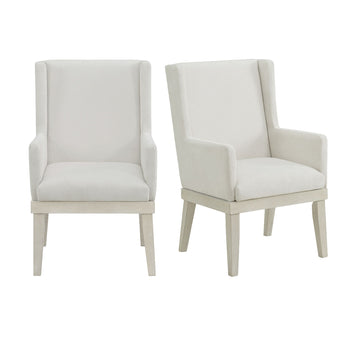 Avalanche - Juego de 2 sillas de comedor con brazos - Blanco antiguo
