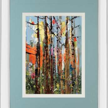 Eclectic Forest By Rebecca Meyers - Mirror Framed Print Wall Art - Light Blue