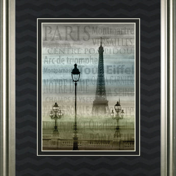 Paris 1 By Allen Lanbert - Framed Print Wall Art - Blue