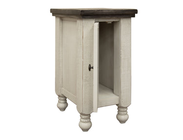 Stone Chairside Table With 1 Door Antiqued Ivory / Weathered Gray - image 4 of 4