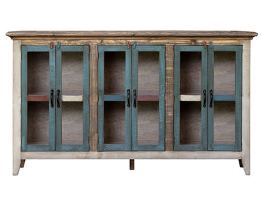 Antique Glass Console 6 Glass Doors Multicolor - Console Tables at Quality Home Furniture Mesquite