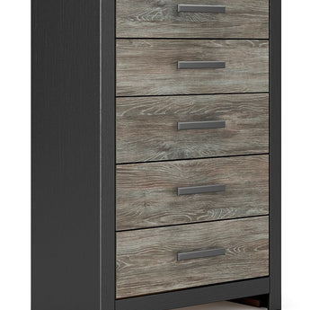 Broachmyn - Five Drawer Chest - Black / Gray