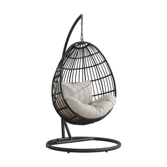 Playa - Silla columpio tipo huevo con base y columna - Gris oscuro/Beige