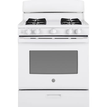 GE 30" Freestanding Gas Range, White - JGBS30DEKWW