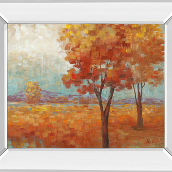 Distant Mountain Il By Nan - Mirror Framed Print Wall Art - Orange
