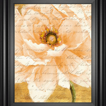 Beautiful Cream Peonies Script I By Patricia Pinto - Framed Print Wall Art - Gold