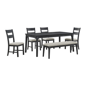 Garcia - 6 Piece Dining Set With Table, 4 Chairs, And Bench - Black