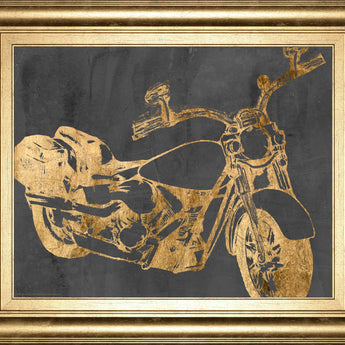 Motorcycle Bling I By Jennifer Goldberger - Framed Print Wall Art - Gold