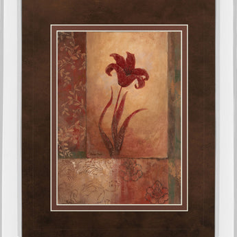 Lily Silhouette By Vivian Flasch - Mirror Framed Print Wall Art - Light Brown
