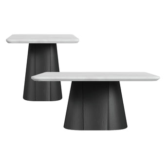 Edison - 2 Piece Occasional Table Set (Coffee Table & End Table) - White And Black