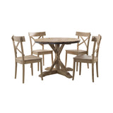 Callista round 5 piece dining set in Beach finish, pedestal table with four cross-back chairs, front view