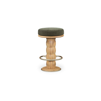 Nio - Swivel Counter Stool - Dark Green / Light Brown