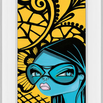 Ink Chiffon Il By Bev Hogue - Mirror Framed Print Wall Art - Blue