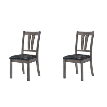 Nathan - Silla con respaldo en abanico y asiento de PU (juego de 2) - Roble gris