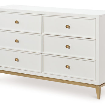 Chelsea by Rachael Ray - Dresser - White With Gold Accents