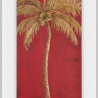 Palm Pizzazz Il By Angela Ferrante - Mirror Framed Print Wall Art - Red