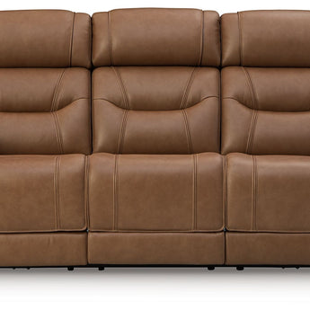 Knightington - Power Reclining Sofa With Audio Seating - Caramel