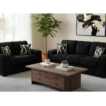 Alison Black Sofa and Loveseat