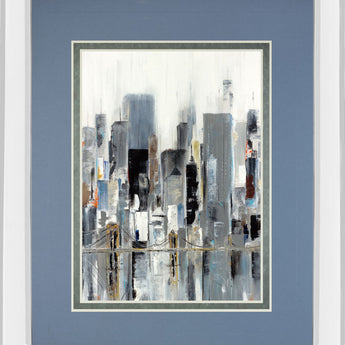 City Bridge By Aziz Kadmiri - Mirror Framed Print Wall Art - Blue