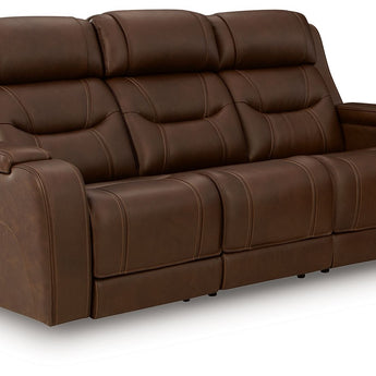 Knightington - Power Reclining Sofa With Audio Seating - Brown