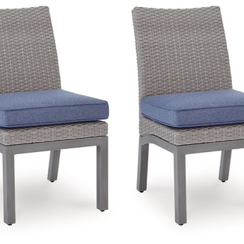 Half Moon Beach - Silla auxiliar con cojín (juego de 2) - Azul/Gris