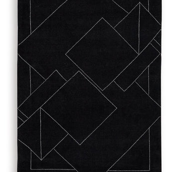 Marav - 5' x 7' Rug - Black / White