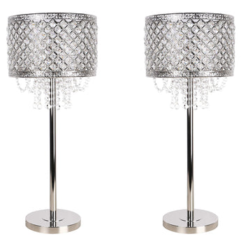 "Crystal Elegance II" Metal Table Lamp (Set of 2) - Polished Nickel / Clear Crystal