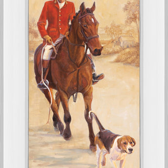On The Hunt I By Linda Wacaster - Mirror Framed Print Wall Art - Beige