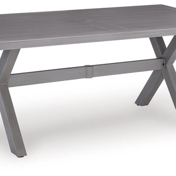 Half Moon Beach - Mesa de comedor rectangular con opción de sombrilla - Gris