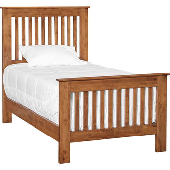 Shaker Slat Twin Bed - Tall Footboard