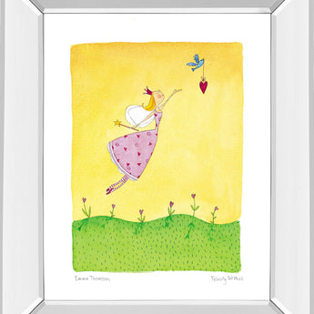 Felicity Wishes Il By Emma Thomson - Mirror Framed Print Wall Art - Yellow