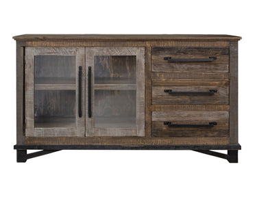Loft 60” Buffet With 3 Drawer / 2 Doors Two Tone Gray / Brown - Buffets at Quality Home Furniture Mesquite