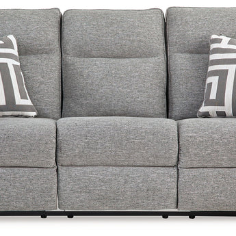 Biscoe - Pewter - Sofá reclinable eléctrico con reposacabezas ajustable