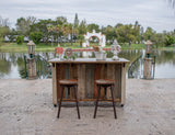 Antique Stool With Iron Base Multicolor - alternate view